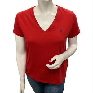 Polo Ralph Lauren Red V-Neck Tee Size XL